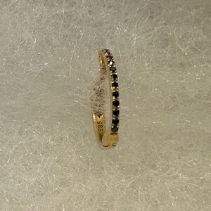 14K gold huggie earrings with small back diamonds